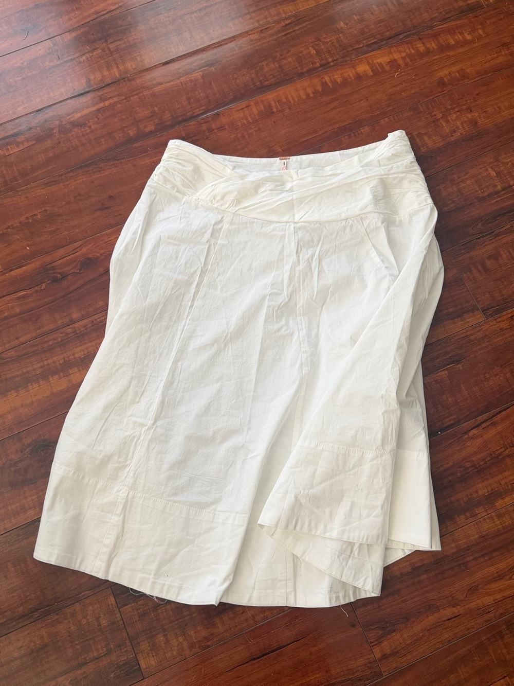 Free People White A-Line Midi Skirt